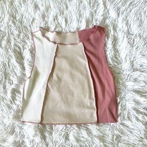 White/Beige/Pink Crop Top